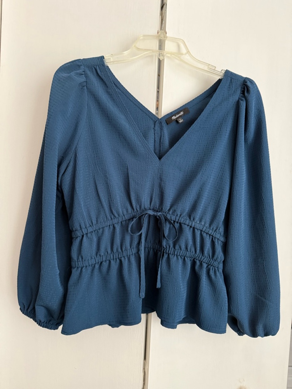 Madewell Blue Long Sleeve V-Neck Top
